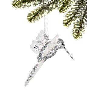 Holiday Lane Shine Bright Feathered Glitter‎ Hummingbird Christmas Ornament NWT
